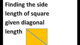 Side length of a square from the diagonal [upl. by Mairam]