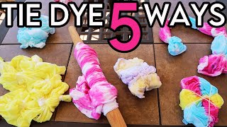 How to TieDye 5 Different Shirt Designs Kit vs DIY Homemade Patterns Video Tutorial [upl. by Leahcimnoj272]