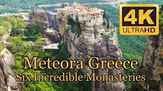 Meteora Greece Six Incredible Monasteries 70 min in 4K [upl. by Akirret]