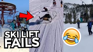 FUNNIEST Ski Lift Fails  Skiers amp Snowboarders Falling Off Ski Lifts 😂 [upl. by Aseneg]