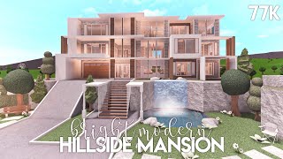 Bright Modern Hillside Mansion  Bloxburg Build [upl. by Zemaj473]