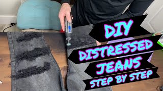 DIY how to distress jeans [upl. by Forster]