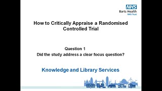 1 How to Critically Appraise a Randomised Controlled Trial following the CASP checklist Question 1 [upl. by Eihs585]