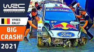 Adrien Fourmaux Crash  Renties Ypres Rally Belgium 2021 Big WRC Rally Crash [upl. by Kcirdderf]