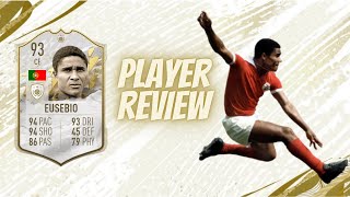 FIFA 22 PRIME ICON Eusebio 93 Player Review [upl. by Enajiram]