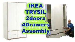 IKEA Wardrobe TRYSIL sliding doors 4 drawers assembly [upl. by Wolpert]