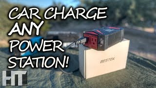 How To CAR CHARGE Solar Generators From 12 Volt Vehicles BESTEK 300w Pure Sine Inverter Review [upl. by Maxine]