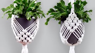 DIY Macrame Plant Hanger Easy NEW Diamond Design [upl. by Akkinahs180]