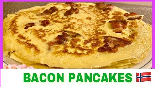 DELICIOUS BACON PANCAKESNorway  Fleskepannekaker  The Norwegian Pancakes [upl. by Iadrahs643]