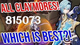 EVERY CLAYMORE RANKED C0 Eula Weapon Comparisons and Analysis  Genshin Impact [upl. by Allemrac4]