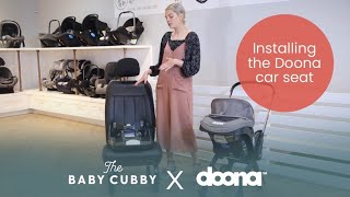 How to Install the Doona Car Seat and Stroller Combo  The Baby Cubby [upl. by Nylrehs]