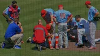 Redbirds Poncedeleon struck by line drive [upl. by Adnovahs101]