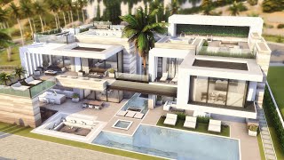 MODERN MEGA MANSION Luxury Millionaire Villa  No CC Sims 4 Speed Build [upl. by Leffert]