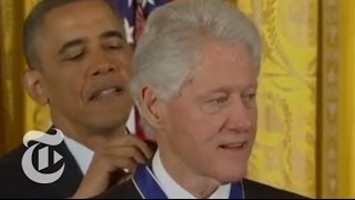 Obama Awards Presidential Medal of Freedom to Bill Clinton 15 Others  The New York Times [upl. by Tlevesor342]