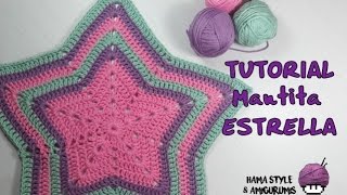 TUTORIALPATRÓN Mantita estrella a crochet o ganchillo con cambio de color [upl. by Aillemac]