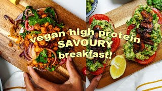 3 VEGAN HIGH PROTEIN Savoury Breakfast Ideas [upl. by Rollins47]