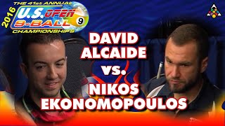 DAVID ALCAIDE vs NIKOS EKONOMOPOULOS  2016 US Open 9Ball Championship [upl. by Amy222]