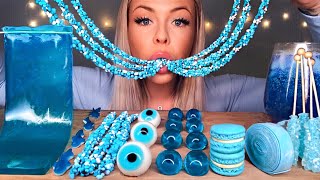 MOST POPULAR FOOD FOR ASMR BLUE FOOD SHEET JELLY BUTTERFLY TEA ROPE JELLY ROCK CANDY MUKBANG 먹방 [upl. by Jonas]