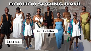 BOOHOO SPRING HAUL amp TRY ON curvy outfit ideas [upl. by Yajeet]