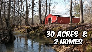 30 Acres For Sale  2 Homes  Barn amp Creek Alabama Land For Sale [upl. by Gylys]