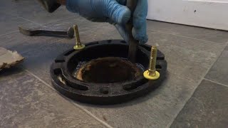 cast iron toilet flange replacement [upl. by Nayrbo860]