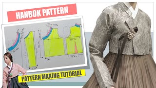 SEWING PATTERN HANBOK KOREA  PATTERN MAKING TUTORIAL [upl. by Nitsirt]