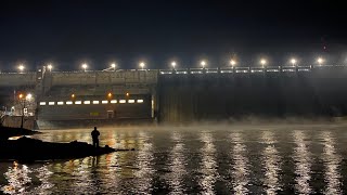 Spillway fishing at Wolf Creek Dam Cumberland Lake [upl. by Otxis259]