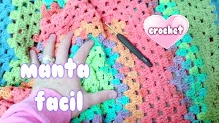 COMO HACER MANTA RAPIDA Y FACIL A CROCHET SIN COSER quotcrochet blanket for beginnersquot💗💗💗 [upl. by Kinnon494]