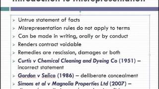 Misrepresentation Lecture 1 of 4 [upl. by Keelia]