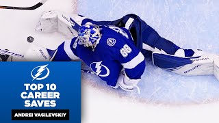 Andrei Vasilevskiys top 10 career saves [upl. by Sucramal]