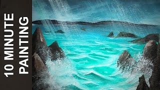 Painting Ocean Waves in 10 Minutes with Acrylics [upl. by Gentille]