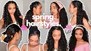 10 EASY HairStyles for Curly Hair  SPRING 2021 ✨ [upl. by Sirrep]