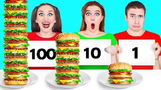 1 10 or 100 Layers of Food Challenge by Multi DO [upl. by Eirovi]