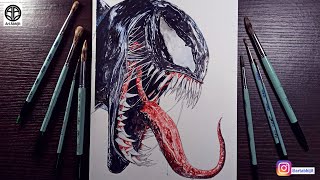 How to draw Venom  Venom painting  Venom painting with watercolor  Venom [upl. by Ohcamac426]