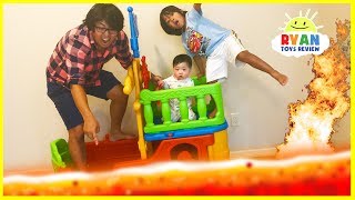 THE FLOOR IS LAVA CHALLENGE Ryan ToysReview Family Fun Kids Pretend Playtime [upl. by Ogdan]