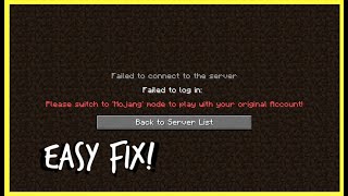 How to Fix Minecraft quotPlease switch to Mojang mode to play with your original Accountquot WORKING [upl. by Airdnat]