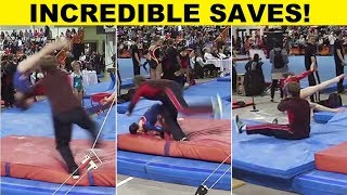 Top 12 Gymnasts Being Saved by Their Spotter  INCREDIBLE  PART 1 [upl. by Miko998]