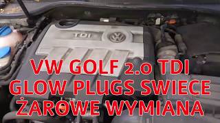 Vw GOLF 16tdi 20 TDI GLOW PLUGS SWIECE ŻAROWE WYMIANA [upl. by Raimondo]