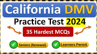 CA DMV Permit Practice Test 2024  35 Hardest Questions [upl. by Moyra]