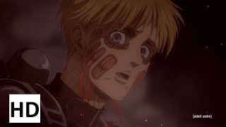 ARMIN COLOSSAL TITAN TRANSFORMATION ENG DUB 1080P HD  BEST ARMIN MOMENTS  ATTACK ON TITAN SEASON 4 [upl. by Ygief]