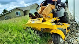 Satisfying Tall Grass Mowing  Overgrown Lawn Makeover  Stripes [upl. by Cassady]