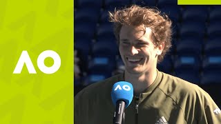 Alexander Zverev quotIm very happyquot oncourt interview 3R  Australian Open 2021 [upl. by Ettezil]