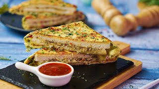 Cheese Omelette Sandwich Recipe by SooperChef Easy Breakfast Recipe [upl. by Bourke]