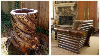 80 beautiful ideas from wooden logs rustic furniture garden decorations crafts [upl. by Allicsirp]