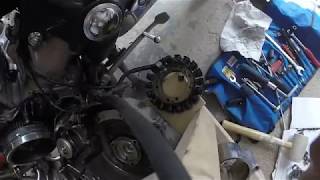 1995 Virago xv1100 Stator Replacement Part 1 removal [upl. by Yedsnil]