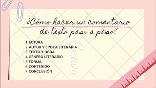 COMENTARIO TEXTUAL PASO A PASO [upl. by Nauqyaj806]