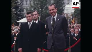 Nixon welcomes Romanian president Ceausescu to White House [upl. by Alenairam]