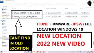 HOW TO LOCATE ITUNES FIRMWARE  IPSW file location windows 10 [upl. by Naerb666]