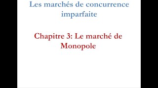 Chapitre 3  Le marché du Monopole [upl. by Disini107]