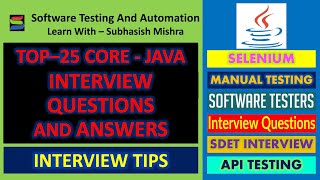 Top 25 Java Interview Questions and Answers for SDET [upl. by Pritchett]